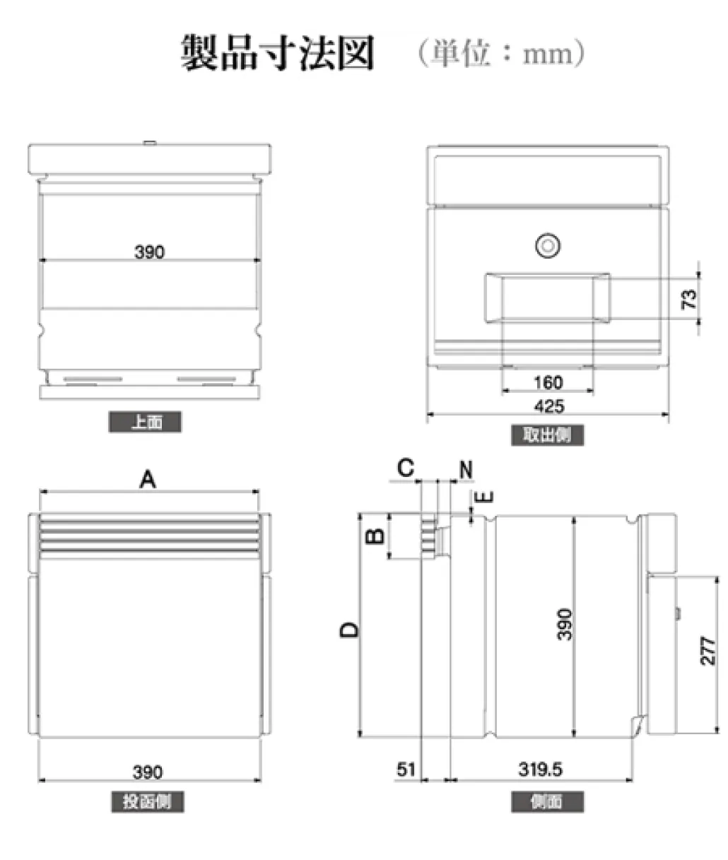 2ブロック製品寸法図（単位：mm）