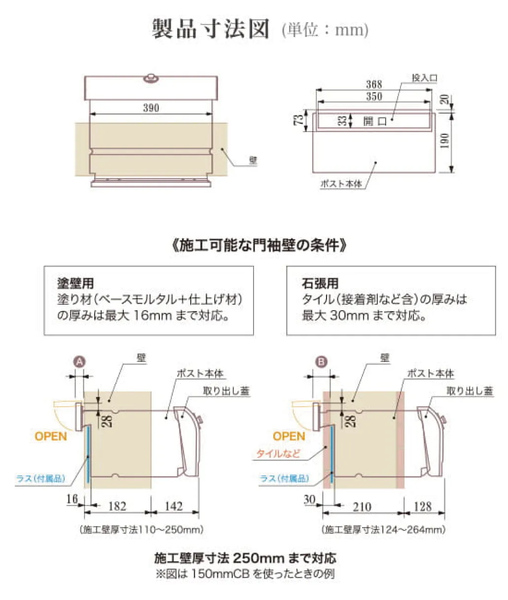 製品寸法図（単位：mm）